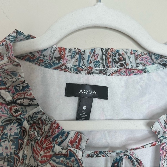 Aqua X Bloomingdale's Medium Paisley Print Tie Long Sleeve Blouse - Picture 5 of 5